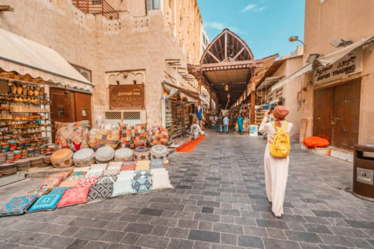 A bustling scene from the traditional Gold Souk in Old Dubai.
